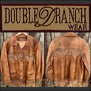 🔥🔥🔥Vintage 1990’s Double D Ranch genuine leather fringe jacket
Size M
